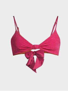 Juan de Dios Pacifico Bow Bikini Top Hot Pink V-Neck - Size 6